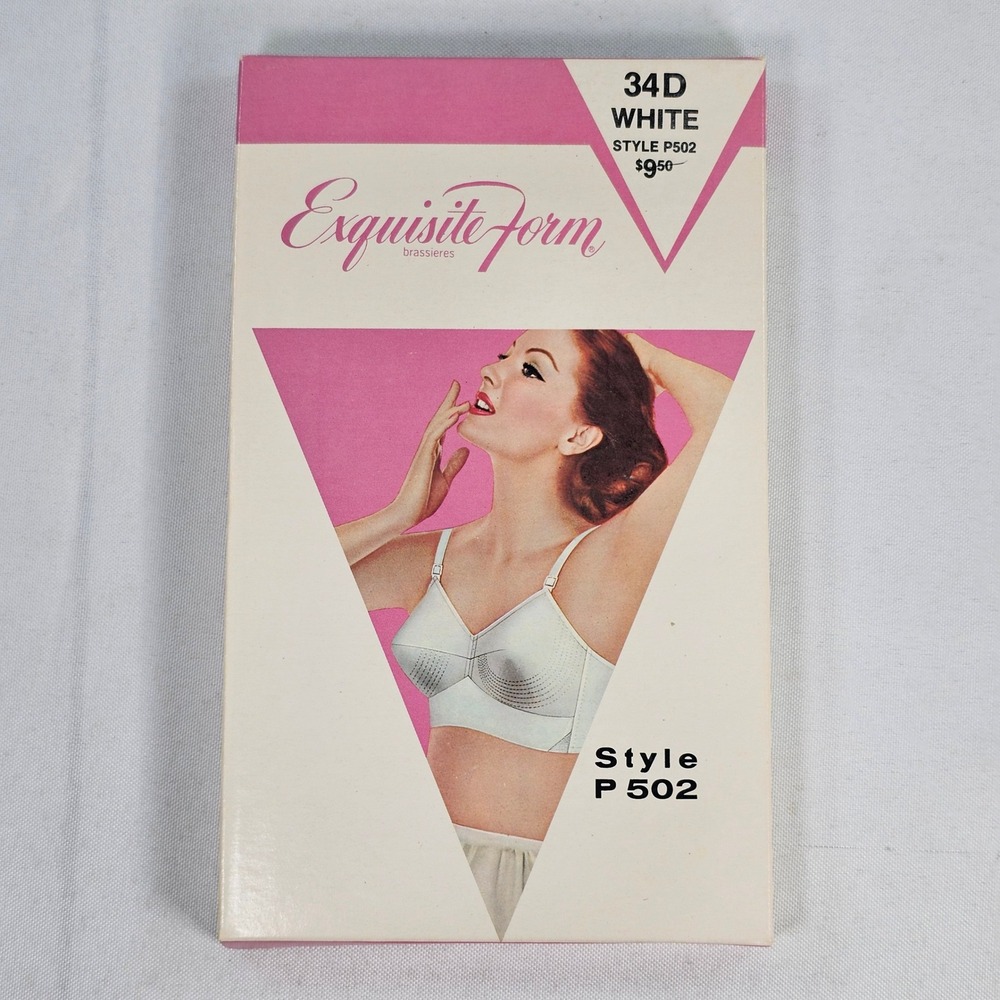 New Vintage Exquisite Form Style P502 White Bullet Bra 34D Cone   Retro Lingerie
